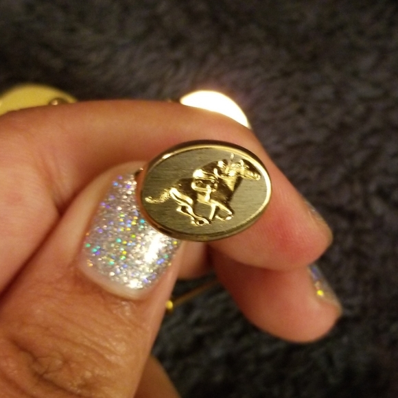Vintage cufflinks & lapel pin set, racehorse motif - Picture 4 of 4